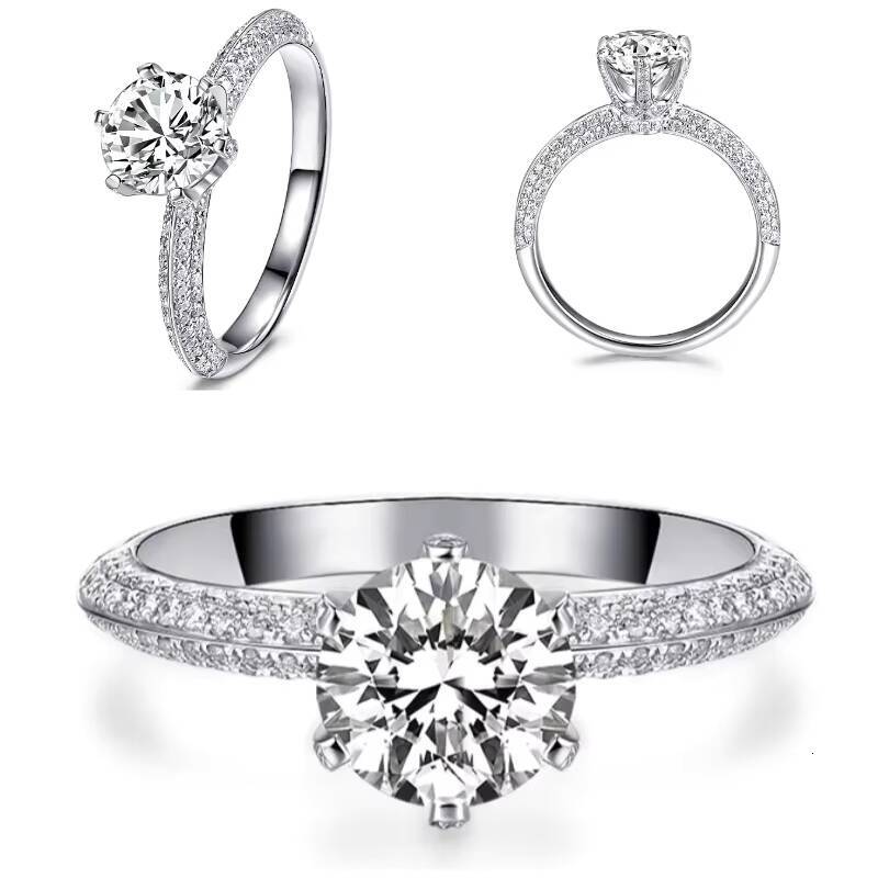925 Sterling Silver 1ct Moissanite Engagement Ring Jewelry Lab VVS Diamond Wedding Rings for Woman