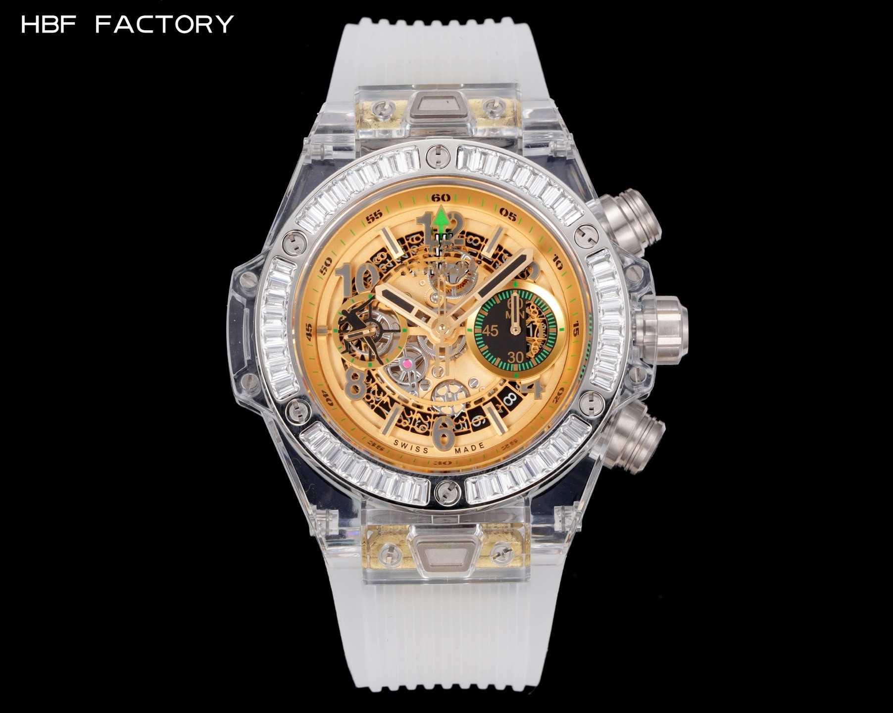 HBF watch diameter 45 mm with 1242 fully automatic mechanical movement sapphire glass mirror acrylic plexiglass case