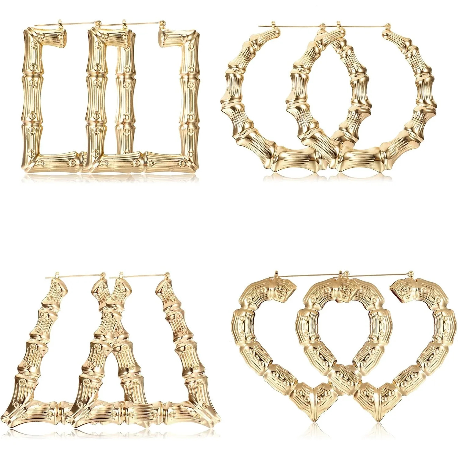 Bamboo Hoop Earrings for Women 14K Gold Plated Heart Earrings 80s 90s Earrings y2k Oversized Earring Hip Hop Chunky Hoop Earring 251224