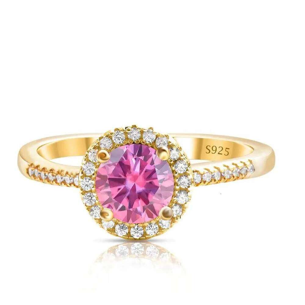1 Ct Moissanite Ring For Women Solid 925 Silver 18k gold yellow Plated Luxury Wedding Female Jewelry With Certificate Gift 043