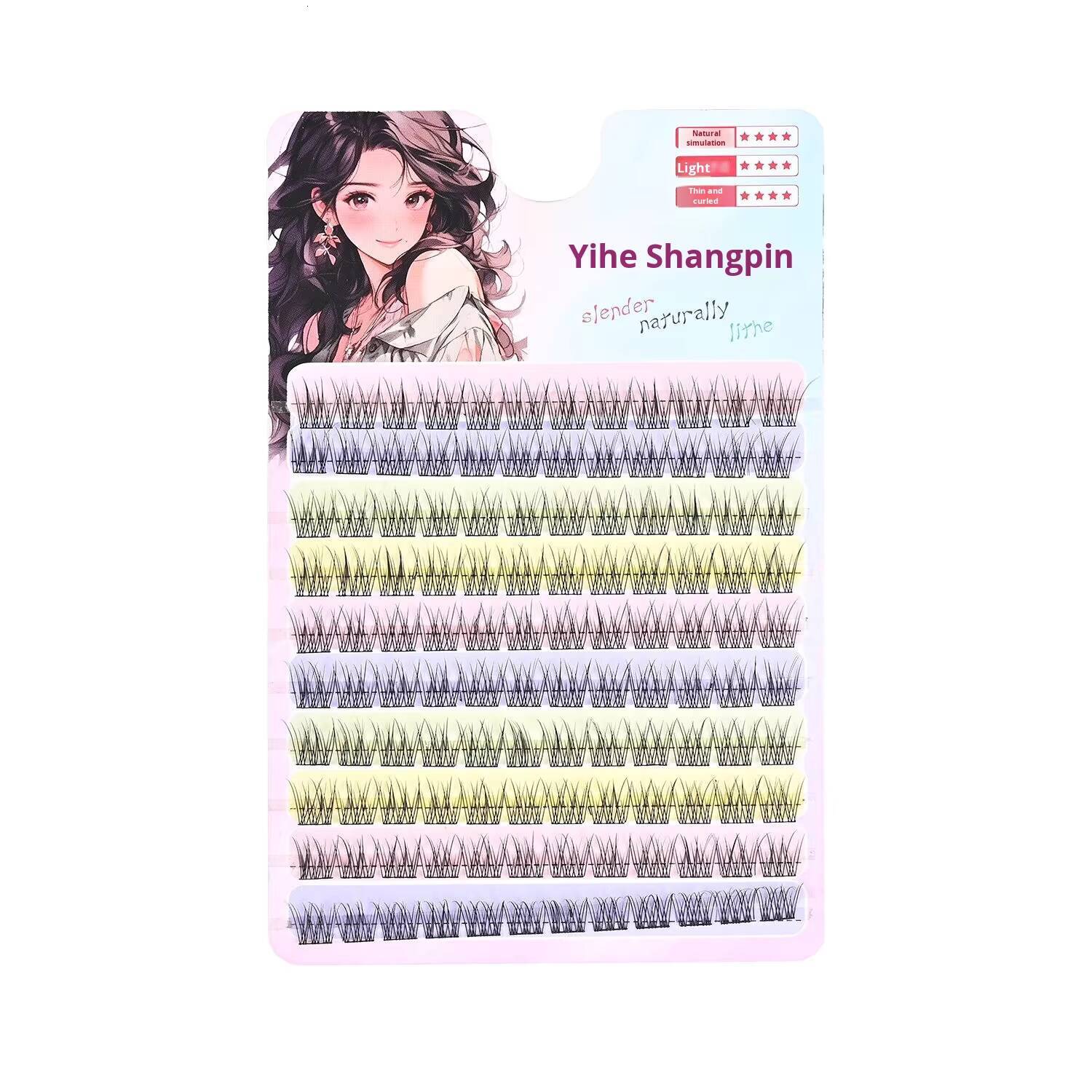 Large-Capacity 10 Rows Single-Cluster False Eyelashes Light Comfortable Simulated Self-Dense Full Strip Model Box Multiple