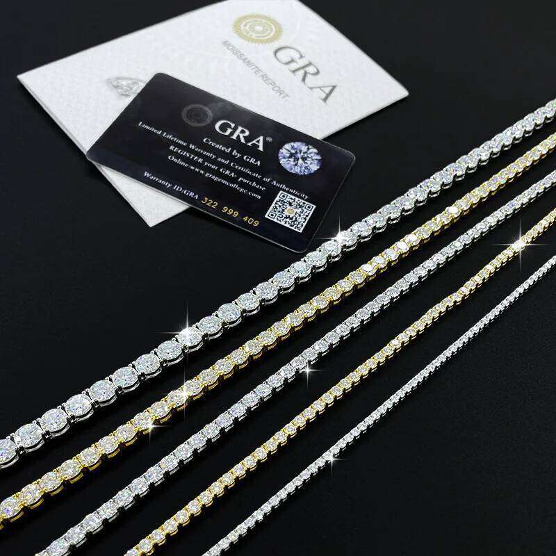 Real Moissanite Tennis Necklace Bracelet For Women Men 925 Sterling Silver 2/3/4/5mm Full Diamonds With GRA Hiphop Party Jewelry ccb