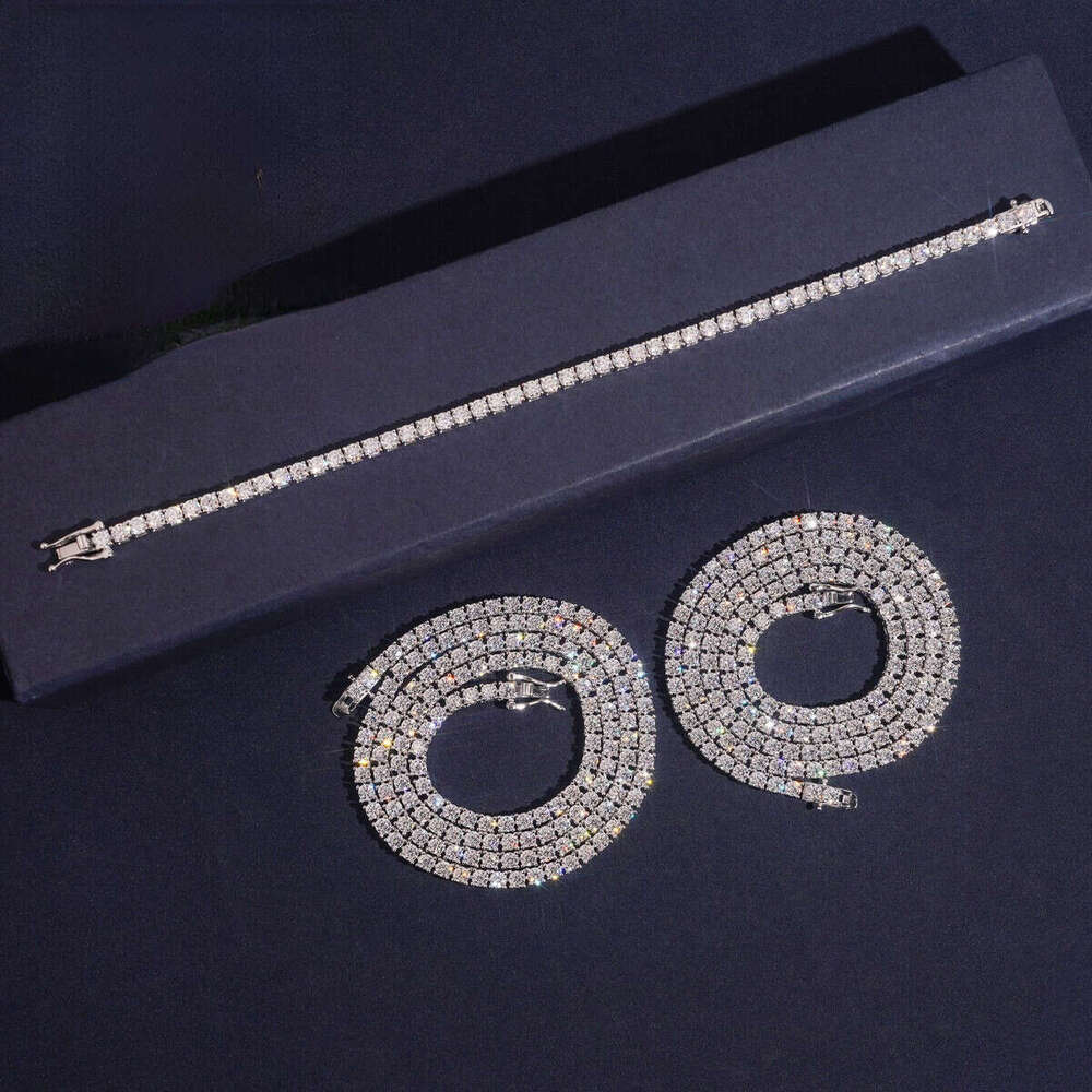 Us warehouse Fast Shipping by Diamond tester GRA certified Hip Hop jewelry Ice VVS Silica tennis chain necklace premium necklace