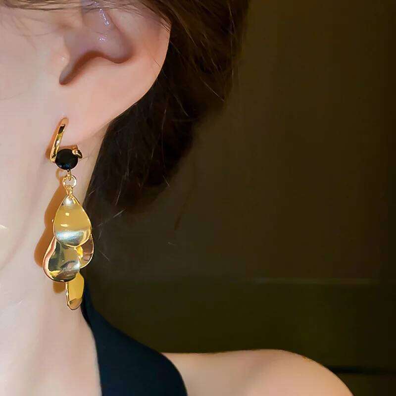 ZAKOL Fashion Water Drop Metal Plate Tassel Earrings For Women INS Style Long Dangle Earring Party Jewelry