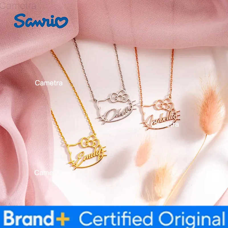 Sanrio Personalized Name Necklace Custom Cute cat Pendant Stainless Steel Necklace Pet Cat Lovers Jewelry Birthday Gift for Her H251229