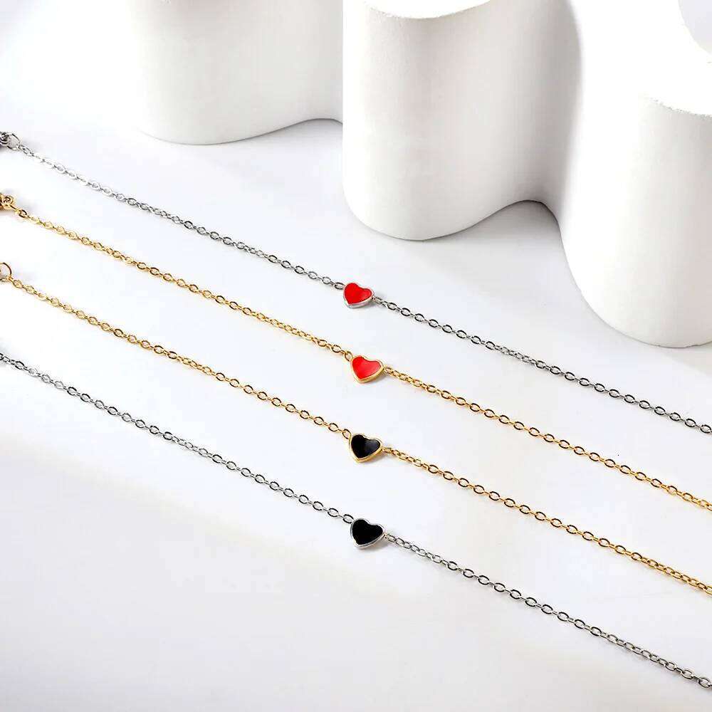 LUXUSTEEL 316L Stainless Steel Mini Colorful Heart Love Charm Bracelet For Women Girl Crystal CZ Korean Boho Bangles 2023 New 25H1229