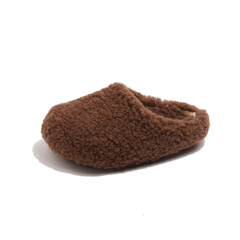 INS French Style Closed-Toe Cotton 2025 Winter New Korean Version Girls Slip-On Fleece-Lined Warm Furry Slippers
