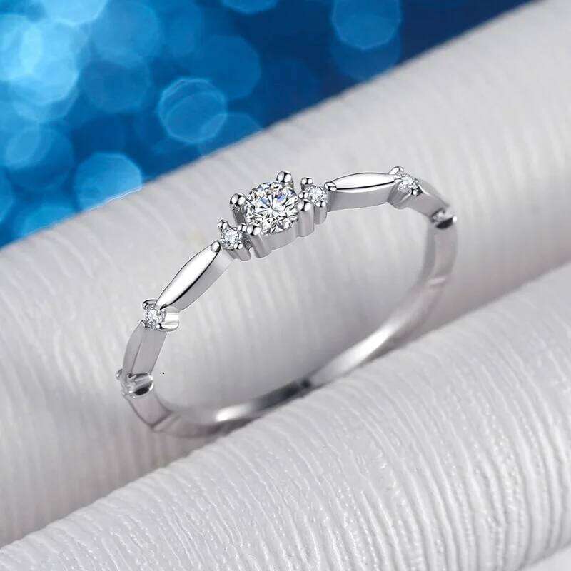 3mm 0.1 Ct moissanite ring S925 Silver Matching Wedding Diamonds Band female Ring White Gold Gift Jewelry gift wholesale 167