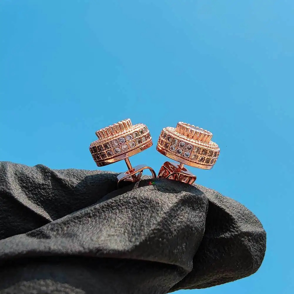 Hip Hop Full Cubic Zircon Round Ear Studs Men Zircon CZ Stone Bling Iced Out Stud Earring Copper Earrings For Men Women Jewelry 251224