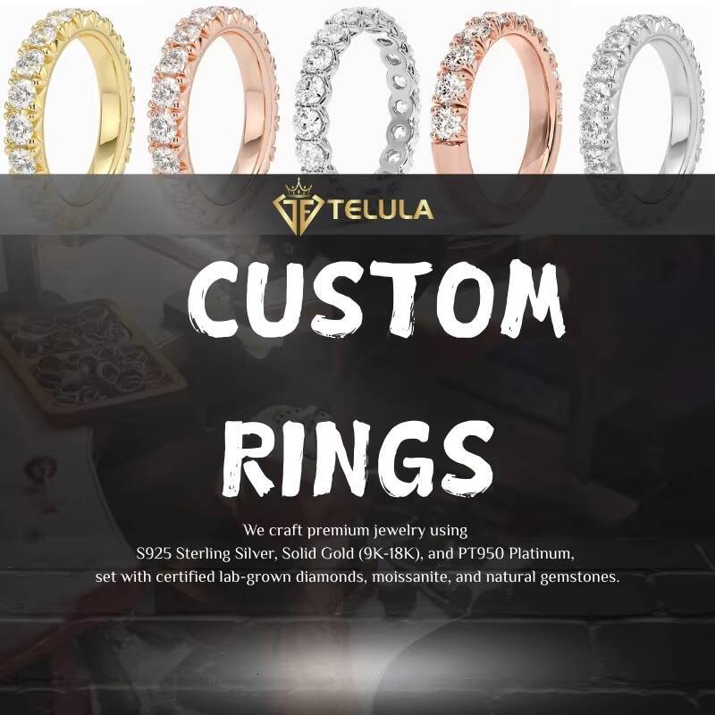 Classic Oval Cut Half Setting Eternity Ring S925 18K Gold Moissanite Rings GRA Certified VVS D Color Moissanite Ring