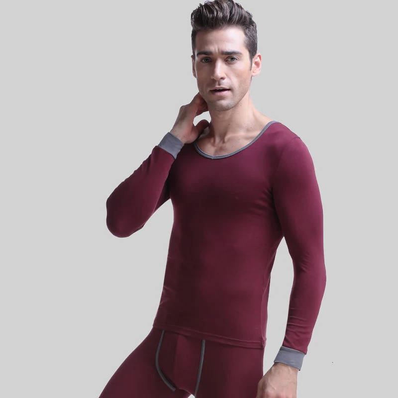 1pc Mens basic underwear single top cotton sweater thin warm large Vneck autumn slimfit long sleeve base shirt 251225