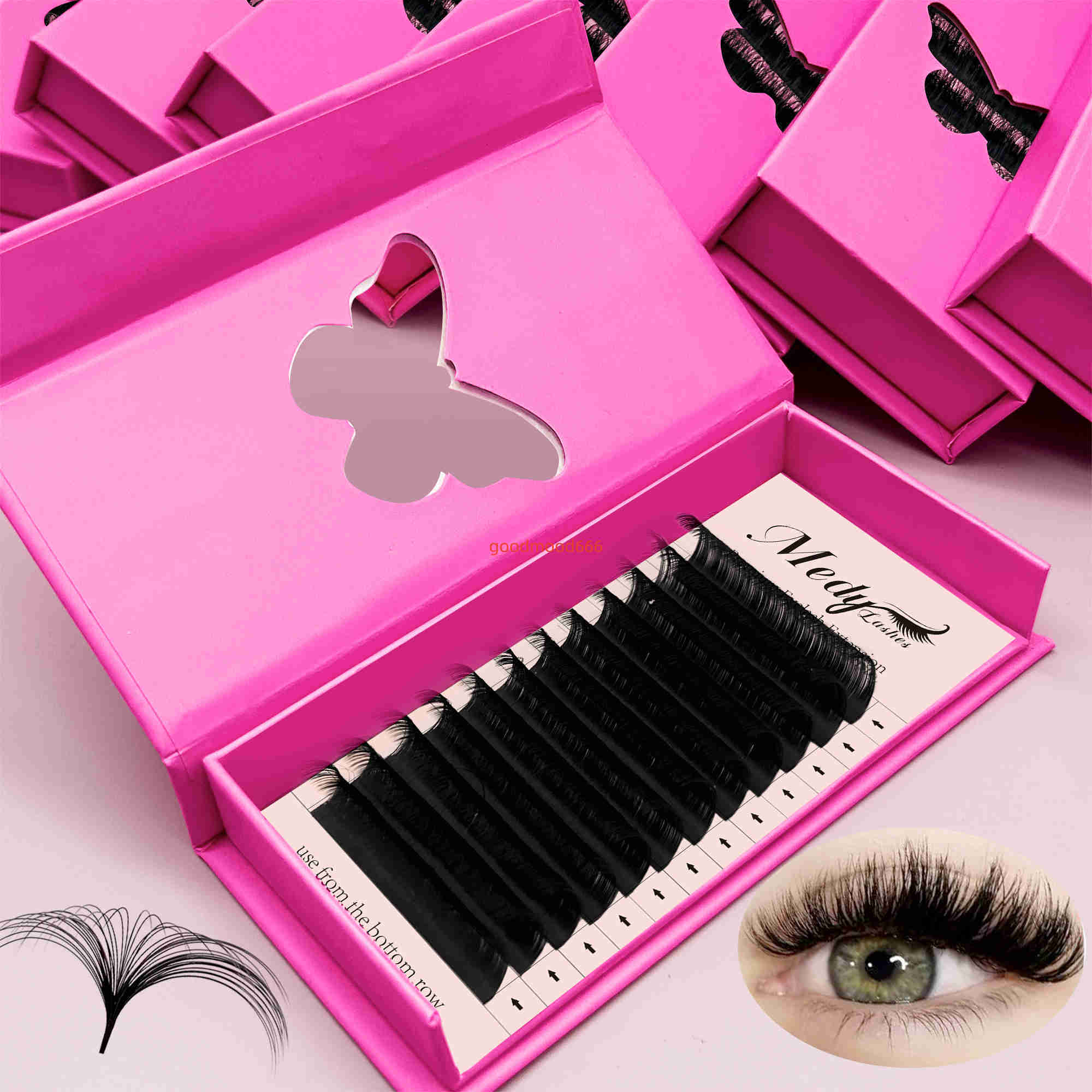 Wholesale Individual Eyelash Extension Lash Trays Supplies Silk Matte Black Eye Lash Extension Volume Cashmere Lash Extension