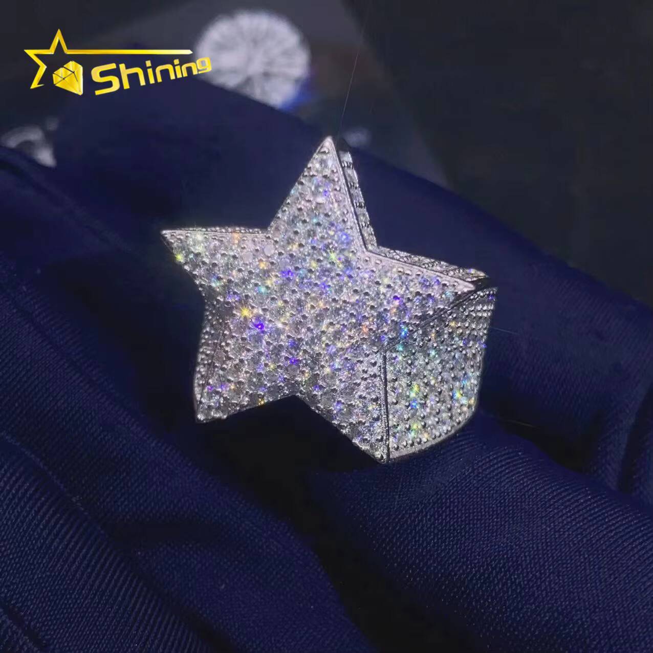 Star Design Rapper Hip Hop Jewelry Hip Hop Iced Out Diamond Moissanite Ring