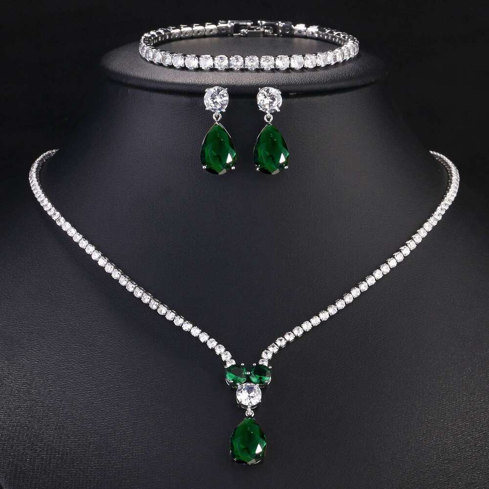 ZAKOL Luxury Clear Water Drop Zircon Set for Women High Quality Shiny CZ Wedding Party Jewelry