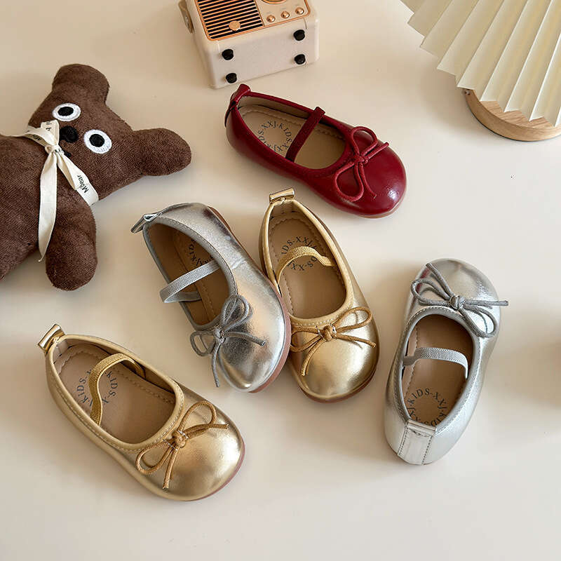 Children's Leather 2025 Spring and Autumn New Korean Style Girls' Soft Sole Princess with Bowknot Non-Slip Fashion Single Shoes