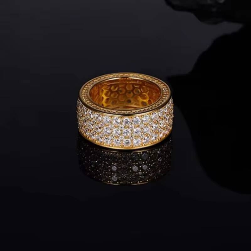 Classic Iced Out Moissanite Men Ring Gra Certified S925 Sterling Silver Gold Plated Hiphop Moissanite Ring
