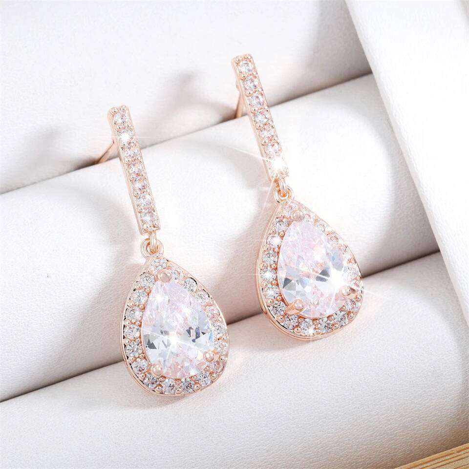 ZAKOL Brand Classic AAA Pear Cubic Zircon Drop Earrings for Women White Crystal Wedding Jewelry Wholesale