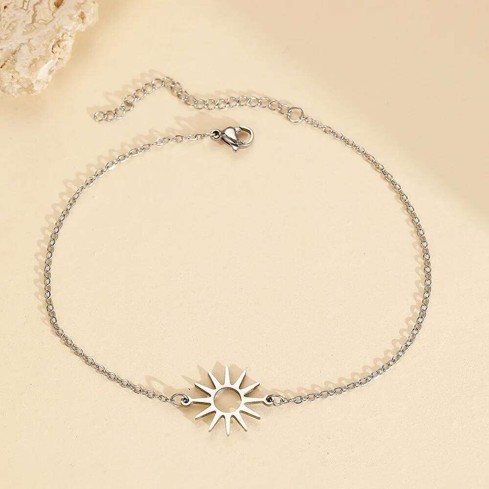 2025 New Stainless Steel Sun Charm Minimalist Gold Color Bracelet for Women Fashion Gift Jewelry 25H1229