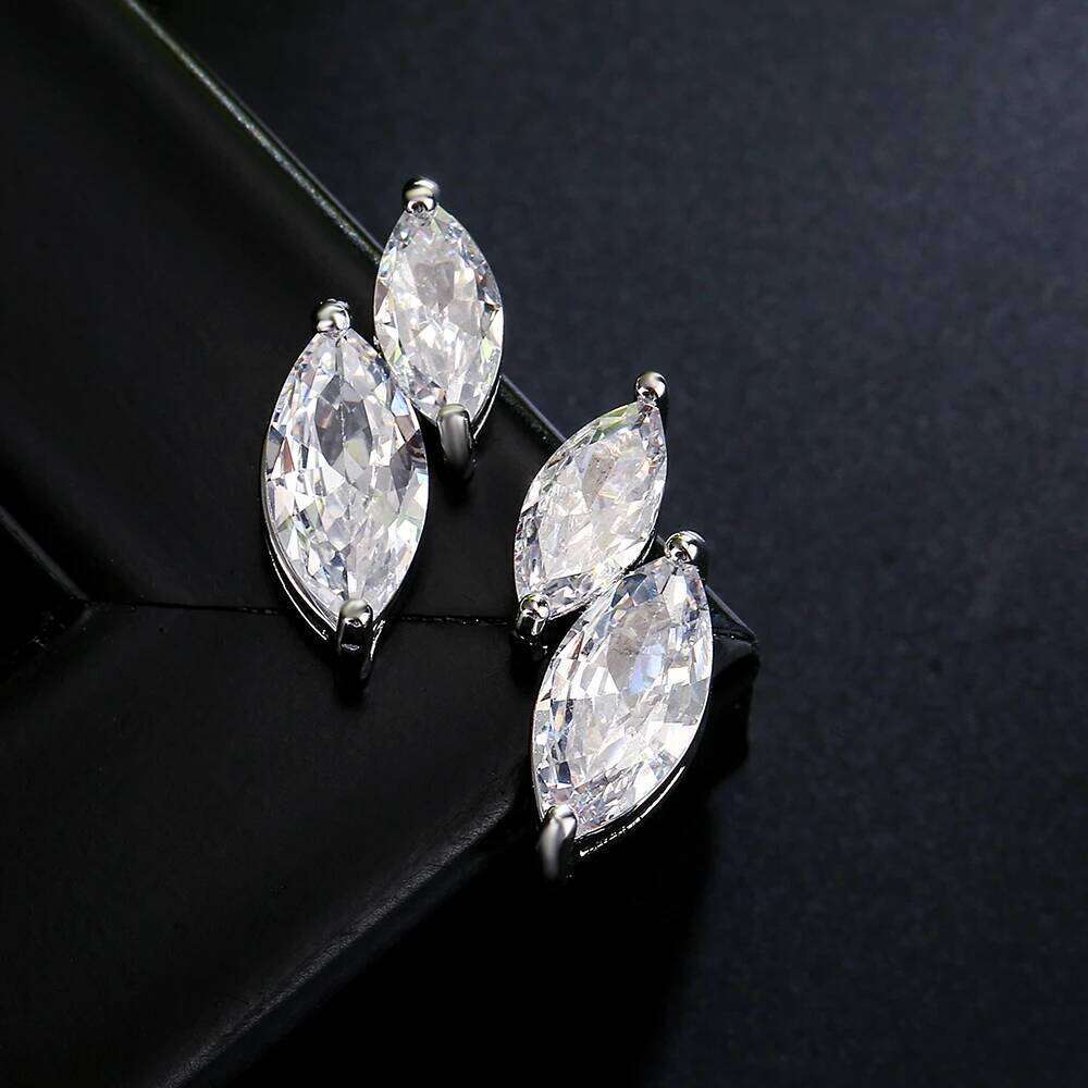 ZAKOL Simple Minimalist Ear Jewelry Accessories Shiny Clear Marquise Zirconia Stud Earrings for Women Girls