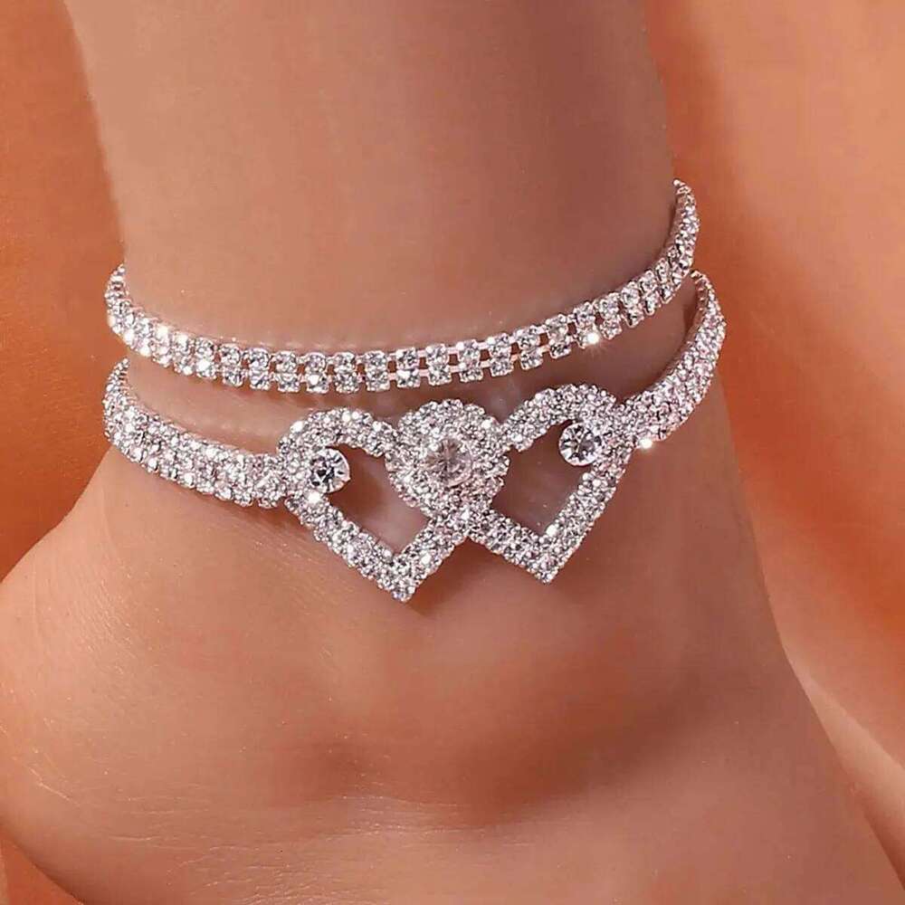 Adjustable Heart Shap Pendant Chain Women's Anklets Silver Gold Color Luxury Bracelet on Leg Accessories Party Fashion Jewelry