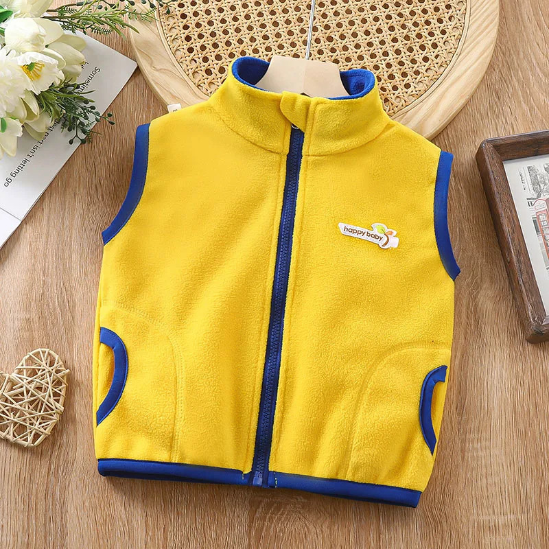 Childrens clothing fall and winter shaker vest boys girls sleeveless cardigan thickened padded warm solid color zipper 251215