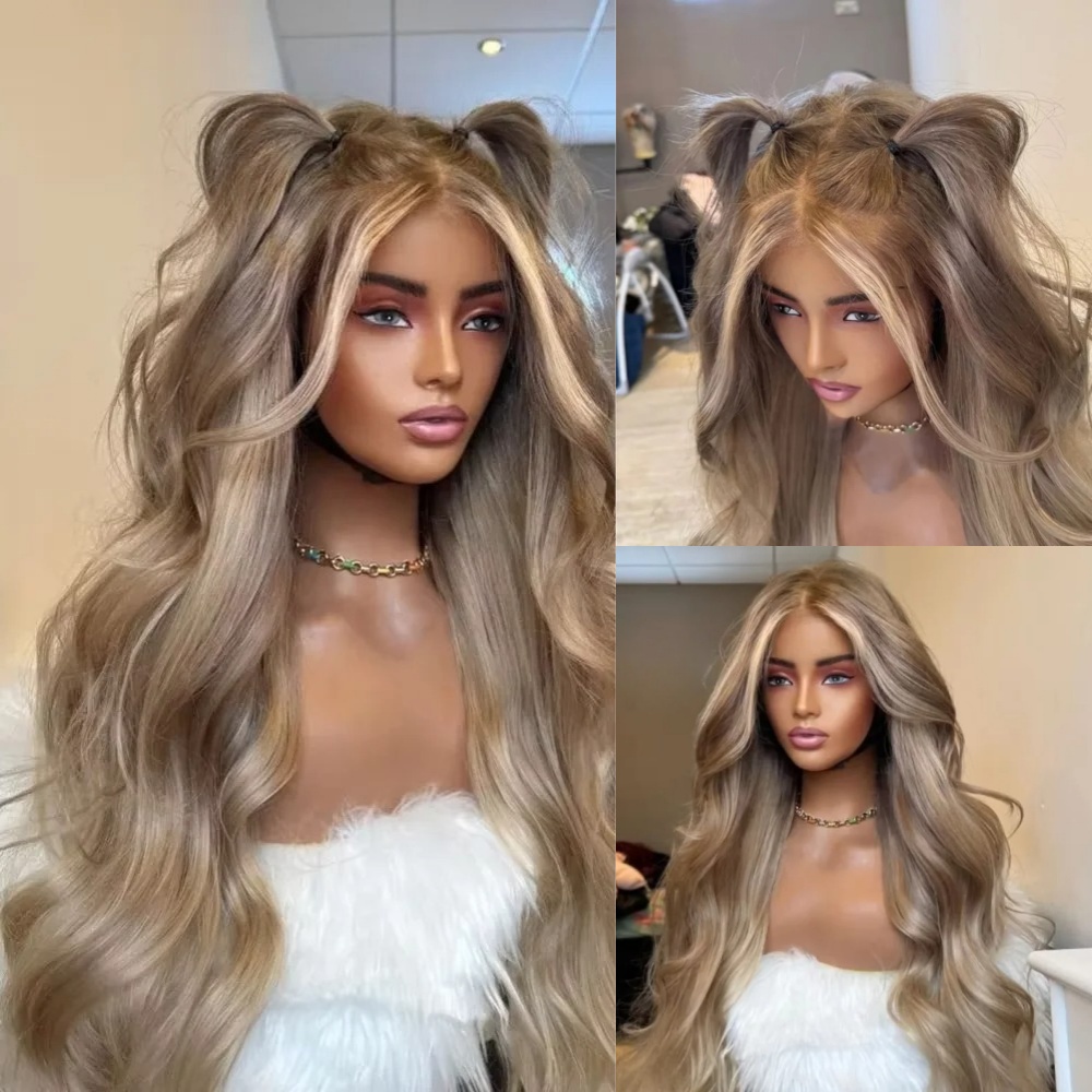 30 40 Inches Highlight Blonde Body Wave Human Hair Wigs 13x4 Hd Transparent Lace Front Wigs Glueless Brazilian Hair Wigs 200 Density For Woman Daily U