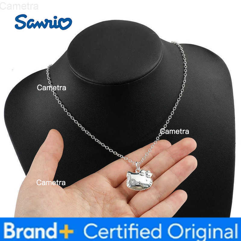 Sanrio Hello Kitty Necklace S925 Silver Color Openable Hello Kitty Pendant Neck Chain Anime Figure Toys Accessories Gifts H251229