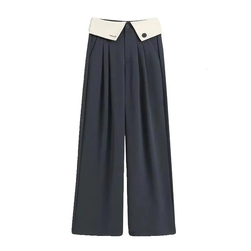 Flip Draped Wide-leg Pants for Women in Spring and Summer Thin n High Waist Casual Slim Black Straight Floor Suit Pants 251219