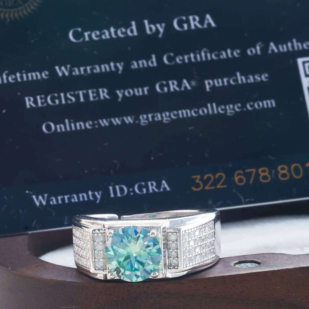 Real 1.0 Ct Moissanite For Men Pure Solid 18K White Gold Rings D Color Diamond Engagement Wedding Ring Jewelry Gift e00