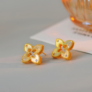 Luxury Brand Designer Jewelry 2024 New Four-Leaf Clover Gold Earrings Necklace Bracelet For Women, Light Luxury Niche Design, Simple Necklace Bracelet - view 4