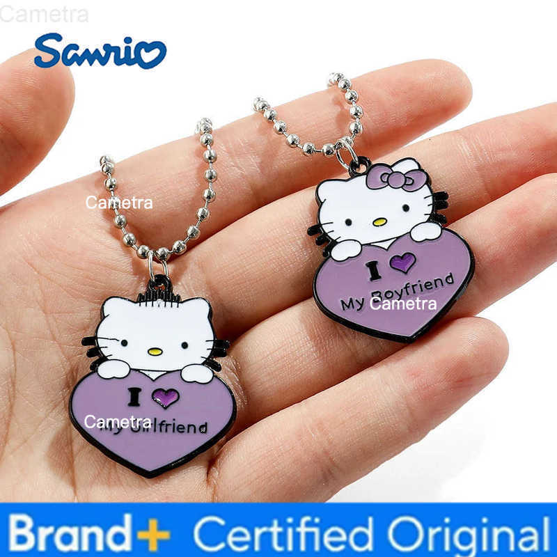 Sanrio 1 Pair Hello Kitty Couple Necklace I Love My Girlfriend Boyfriend Pendant Necklace for Valentines Day Gifts Accessories H251229