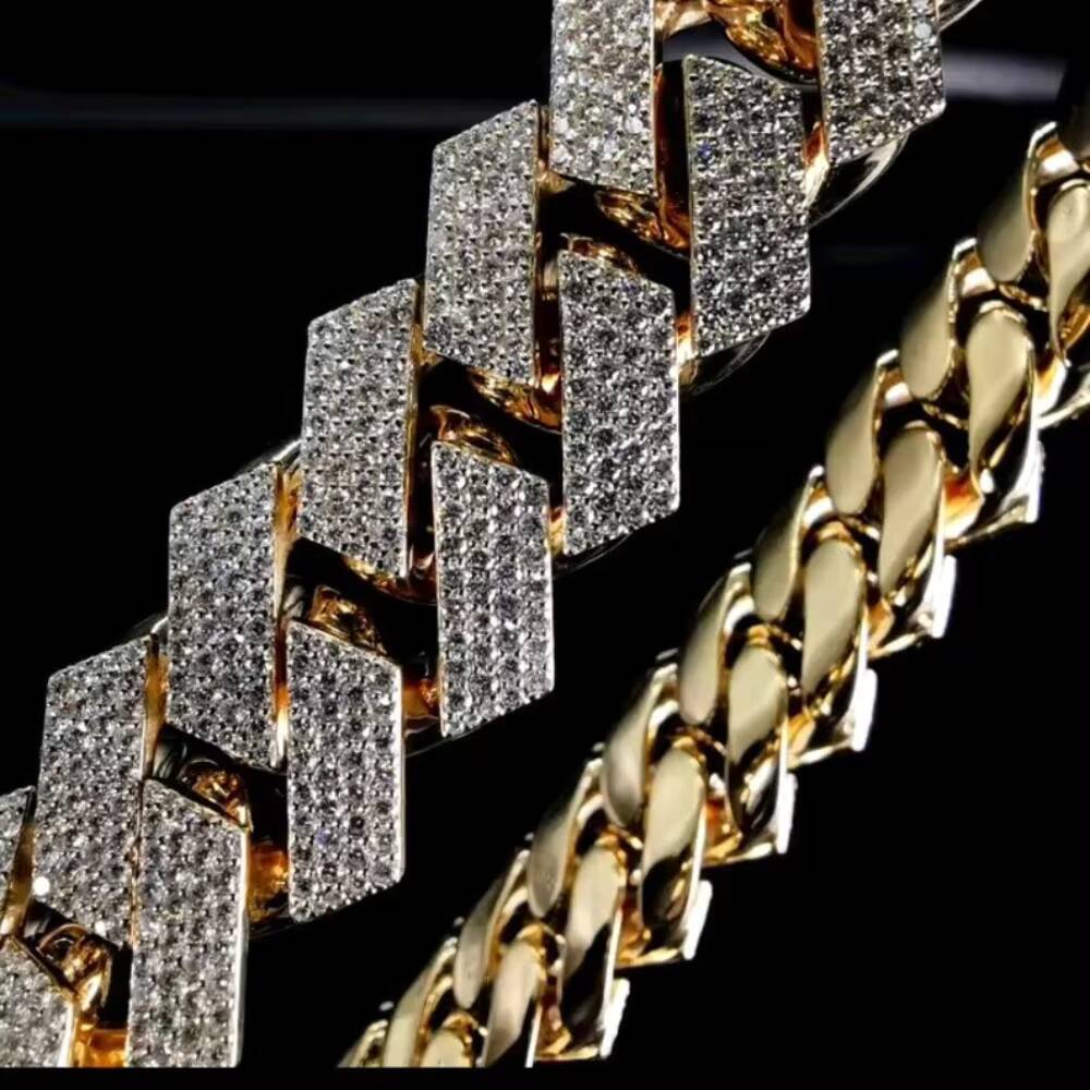 22mm Cuban Link Chain Iced Out VVS Diamond Gold Plated 925 Silver Hiphop Moissanite Cuban Chain