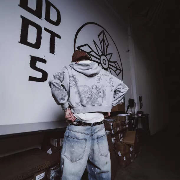 Amazon Independent Station Cross-Border European and American Foreign Trade Pullover Long Sleeve Printed Loose Hooded Sweatshirt Men