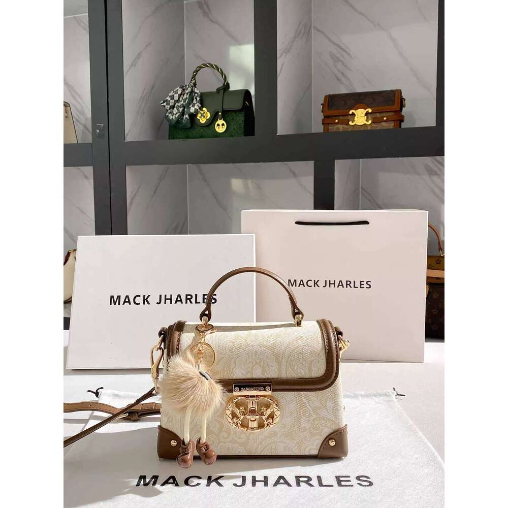 MACK JHARLES Chinese Style Printed Box for Women 2025 Autumn New High-end Color-blocking Small Square Bag