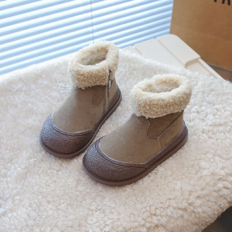 Children's Snow 2024 Winter New Soft Sole Boots Boys and Girls Fleece-Lined Warm Thickened Cotton Shoes