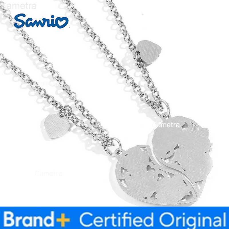 Sanrio 2pcs Hello Kitty BFF Necklace Anime Accessories Kawaii Family Pendant Cartoon Heart Pendant Best Friend Jewelry Set H251229