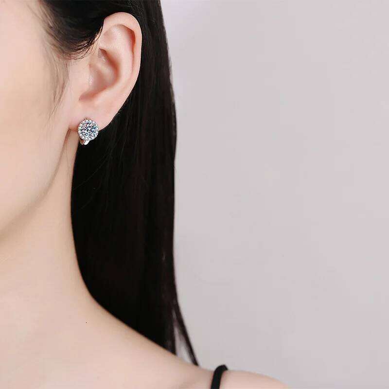 2 CT Real D Color 6.5mm Moissanite Diamond Hoop Earrings for Women Wedding S925 Sterling Silver Plate Pt950 Fine Jewelry a34