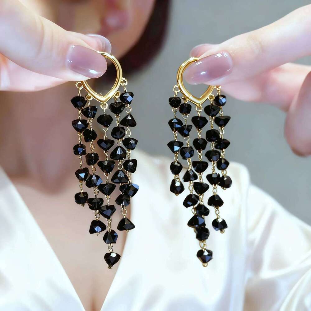 Light Luxury Irregular Crystal Tassel Drop Earrings for Women Temperament Long Dangle Earring Party Daily Wedding Jewelry Gift C251227