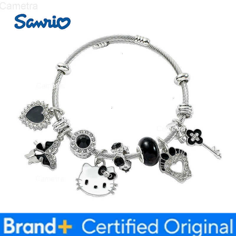 Sanrio Hello Kitty Bracelet for Girl Kawaii Anime Accessories Crystal Adjustable Bracelet Cute Student Christmas Gifts New H251229