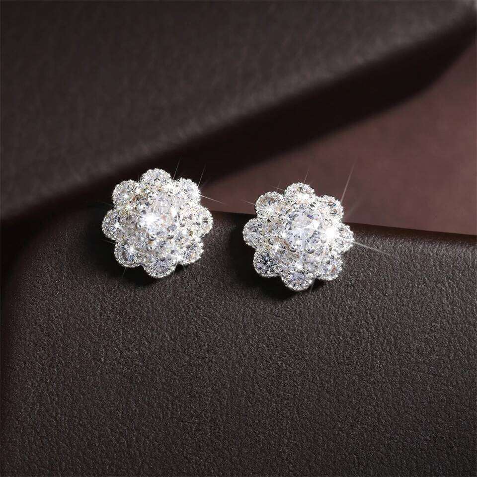 ZAKOL Luxury AAA Zircon Flower Stud Earrings Brilliant Micro Paved CZ Versatile Female Jewelry