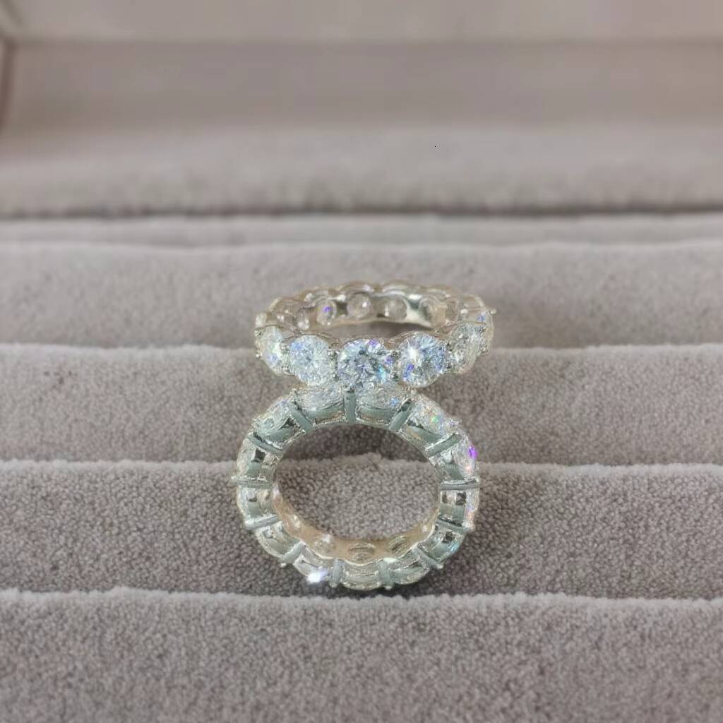 Full Moissanite Diamond Ring White Gold Plated Silver Ring 925 Sterling Sliver Women Wedding Engagement Jewelry