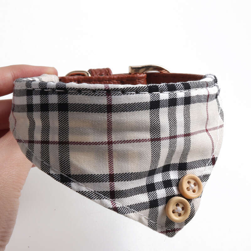 Pet set beige British bow triangle scarf collar, suitable for small and medium-sized dogs and cats