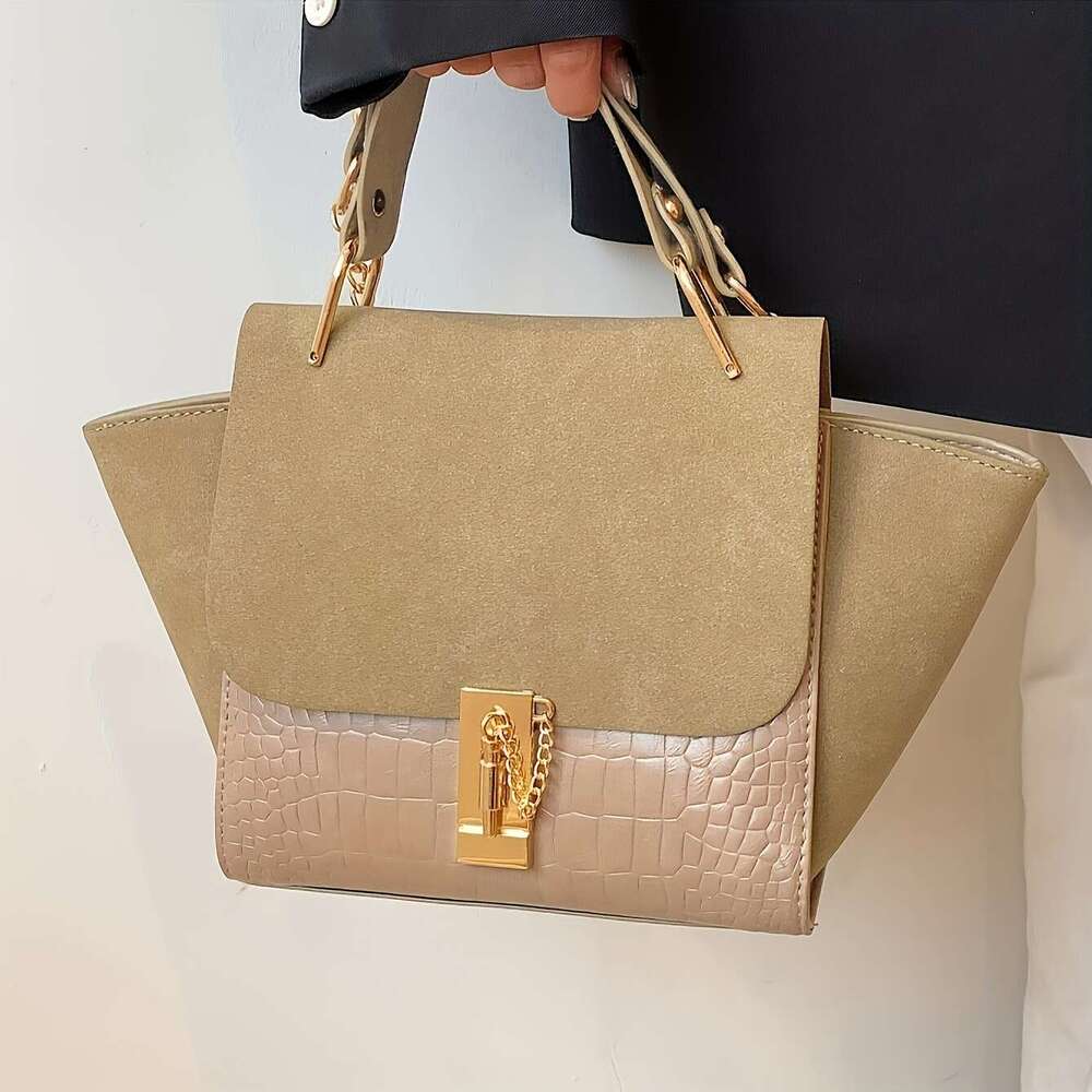 JINXIANGGUO A Simple Solid Color Handbag With Accents And Metal Chain Versatile For Women As A Crossbody Bag