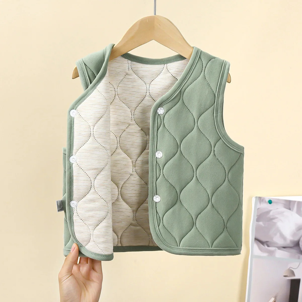 Autumn Winter Uniform Warm Boys Girls Thickened Medium Large Children Inner Baby Wear Single Top Stylish Vest 251215