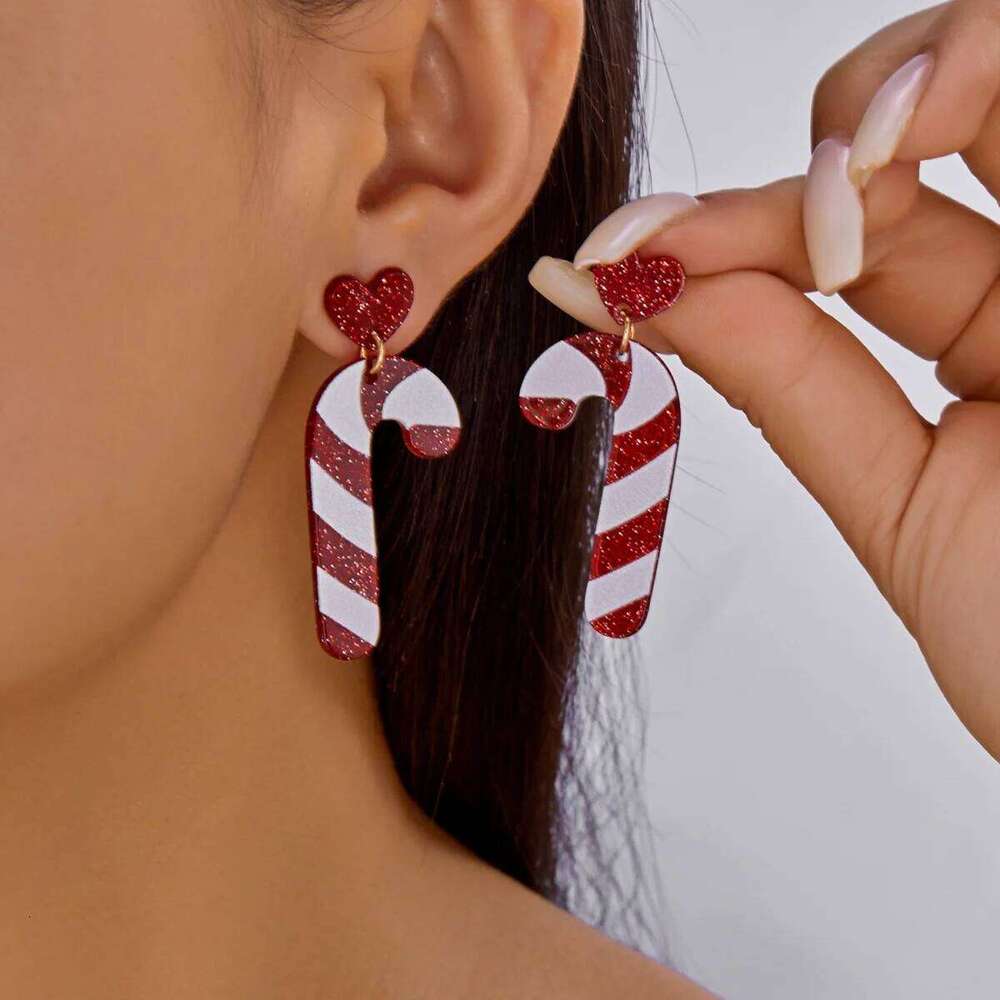 Christmas Acrylic Heart Santa Claus Deer Candy Crutch Xmas Tree Soldier Drop Earrings Cute Holiday Jewelry For Women Men Gifts C251227