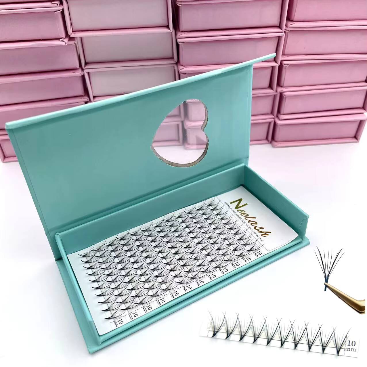 Large Tray with 320 Premade Fans Pointy Sharp Slim Tips Heat Bonded Volume Lashes Eyelash Extension