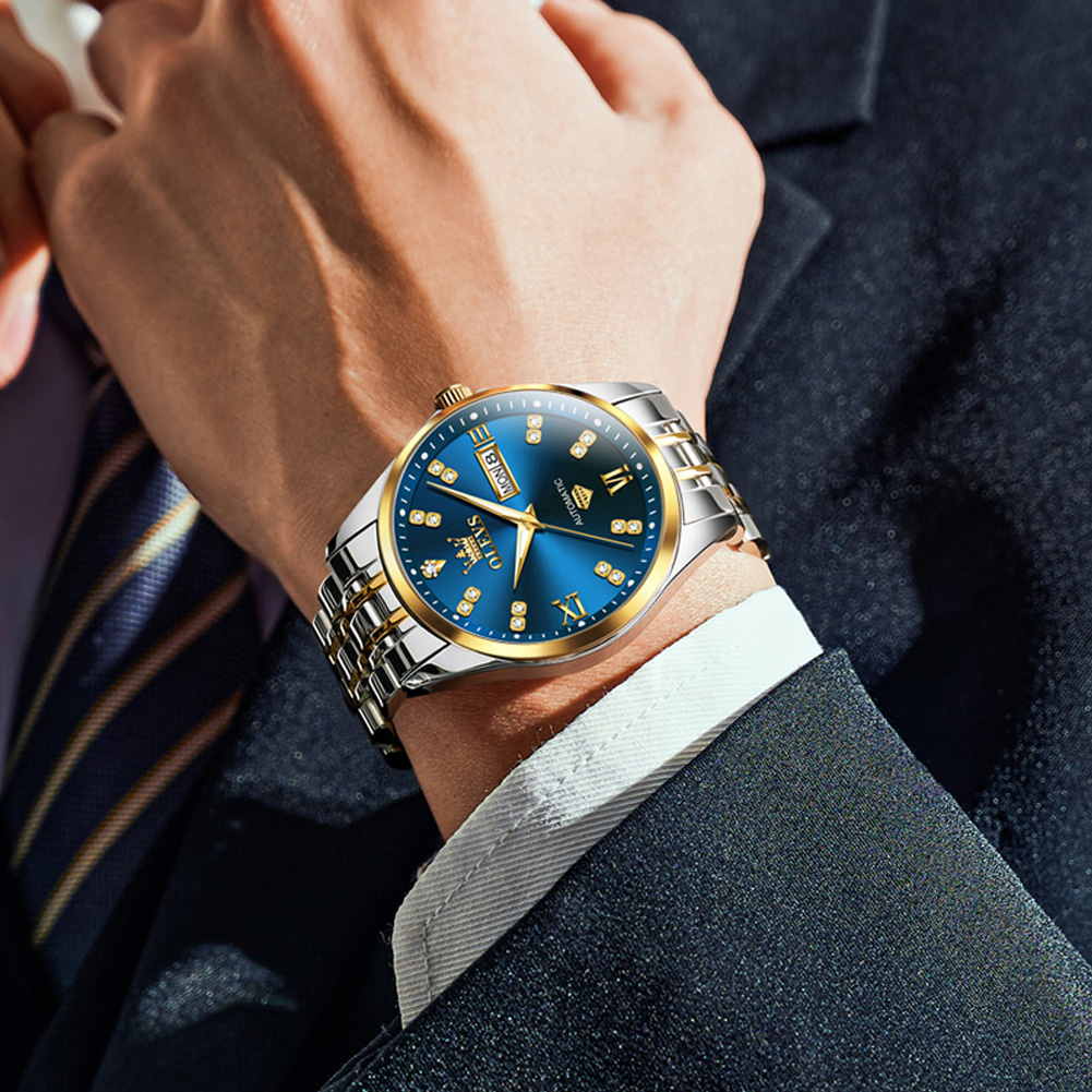 OLEVS Luxurious and elegant mechanical watch, fully automatic men's waterproof business dual calendar night light men's watch