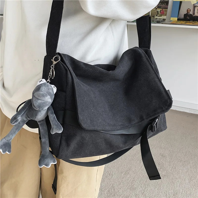 Canvas Crossbody Bags for Ladies Large Capacity Shoulder Bag Casual Girls Students School Fashion Men Messenger Satchel 251216