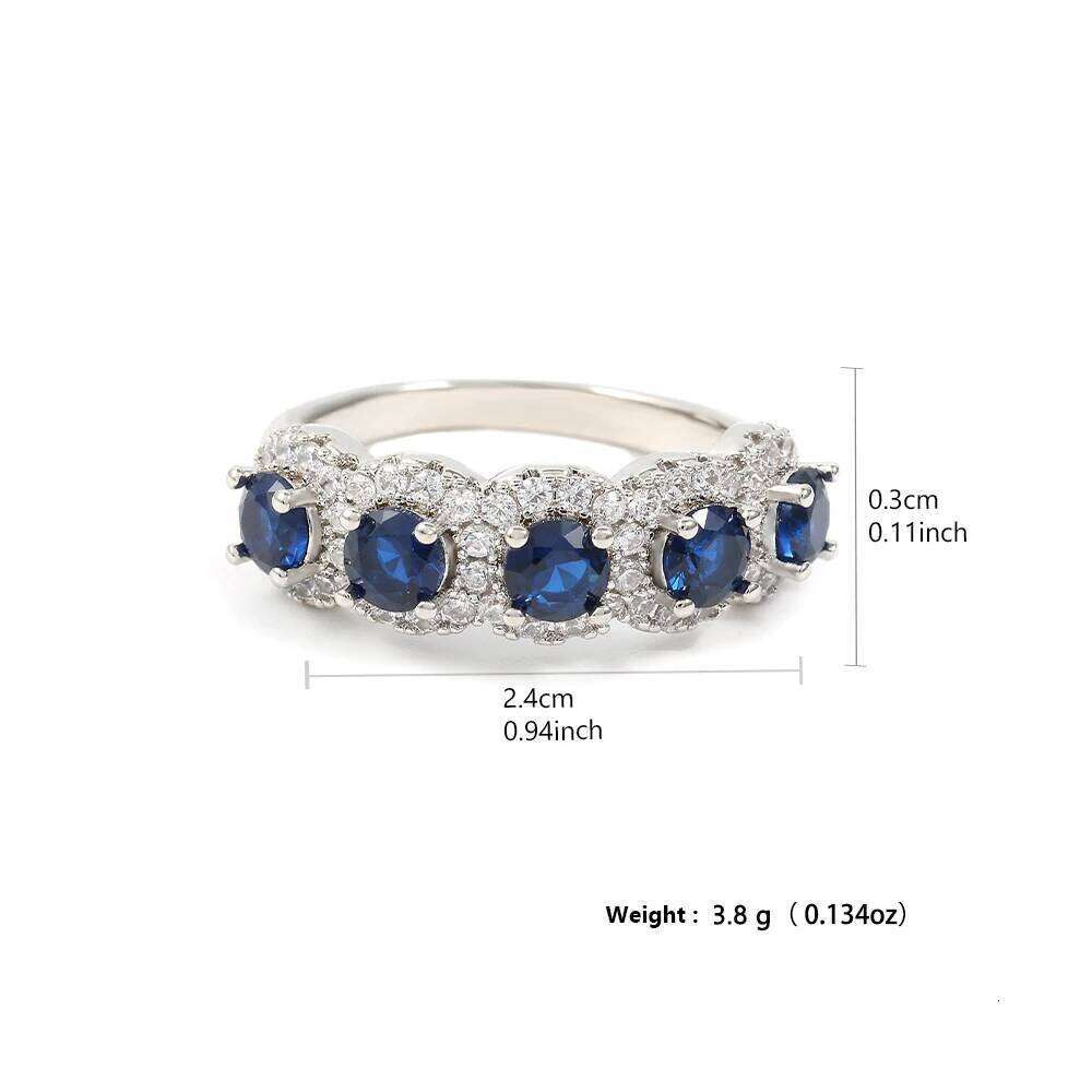 ZAKOLClassic Blue Cubic Zirconia Round Copper Rings For Women Girls Silver Color Metal Crystal Fingers Accessories Jewelry Gifts