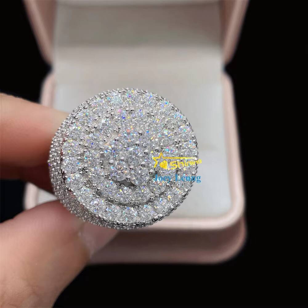 Fashion Styles Pass Diamond Tester Silver Gold Plated VVS Moissanite Dimoand Custom Hip Hop Men Pinky Diamond Iced Out Ring